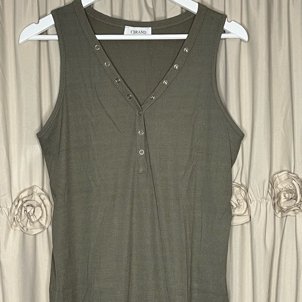 Olive Ribbed Tank NWOT